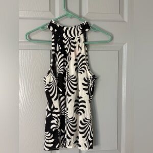 Rachel Zoe | Black and White Leaf Print Top | XS